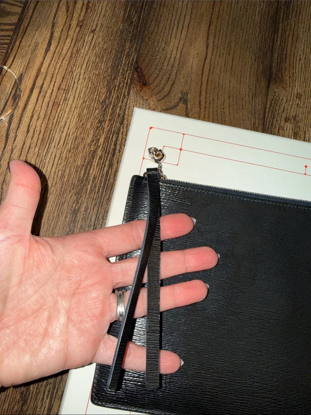 Alexander McQueen Black Leather Wrist Pouch with Zip Pull